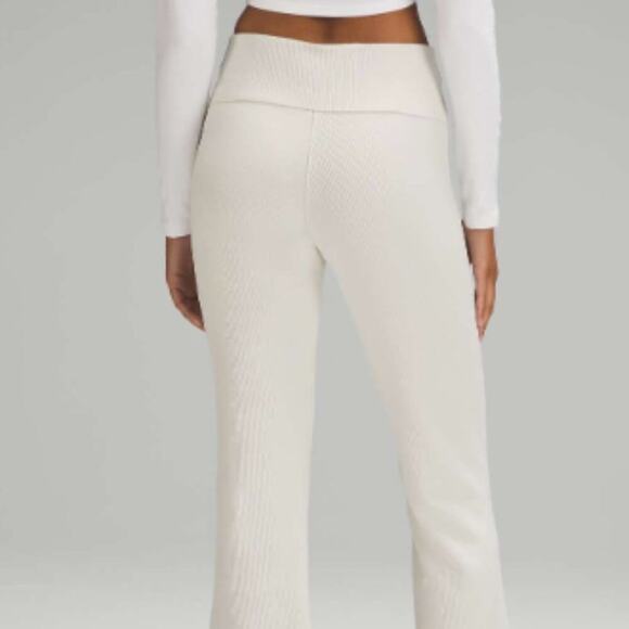 Lululemon Brushed Softstreme Ribbed Zip Flared Pant 32.5" Bone Size 10 NWOT - Picture 2 of 11